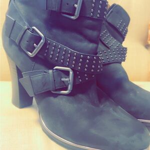 Nordstrom Black Buckle Heeled Boots